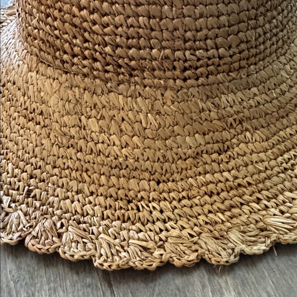 Anthropologie Wyatt Evelyn Boater Bucket Hat Honey Raffia One Size Travel New - Picture 6 of 8
